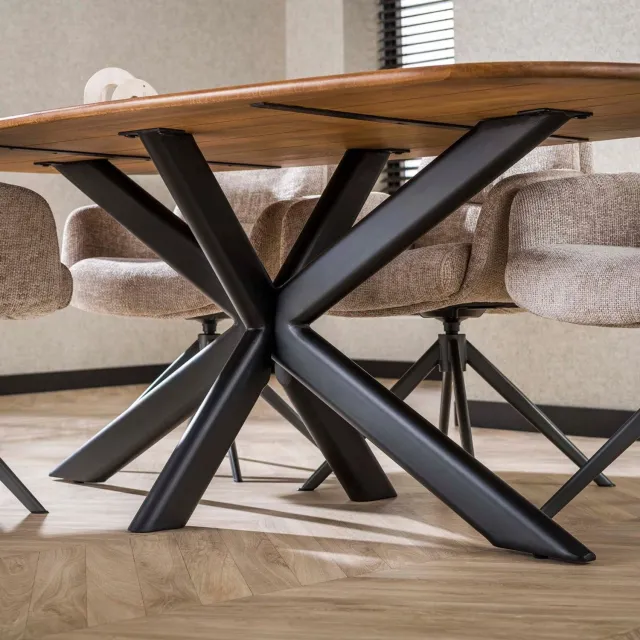 Fraaai Estes eettafel 180 cm ovale massief mango - zand