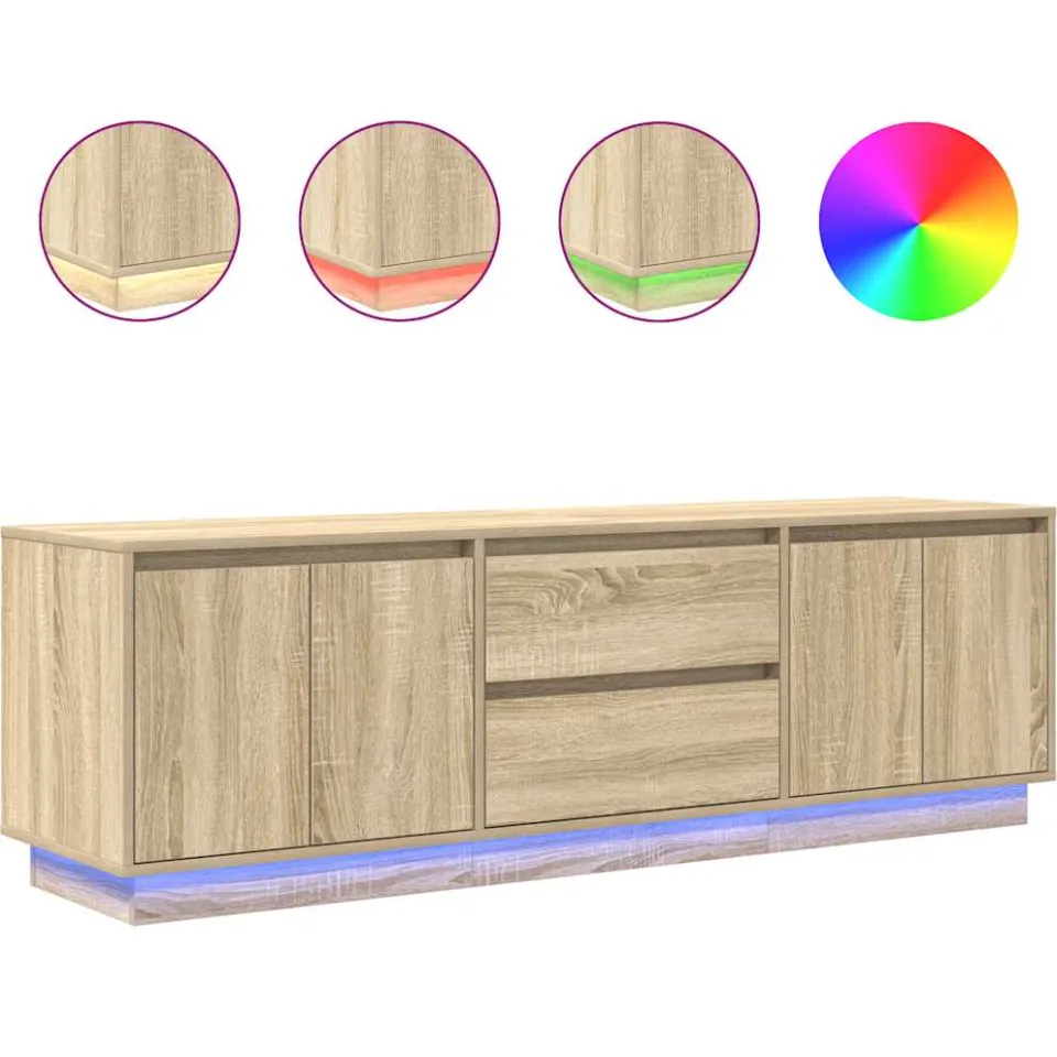 vidaXL Tv-meubel met LED-verlichting 160,5x41x50 cm sonoma eikenkleur, foto 4