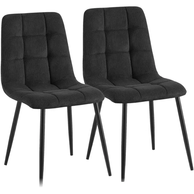 CLP Antibes eetkamerstoelen set van 2 - ribstof - 150 kg - metaal - Ribstof/zwart