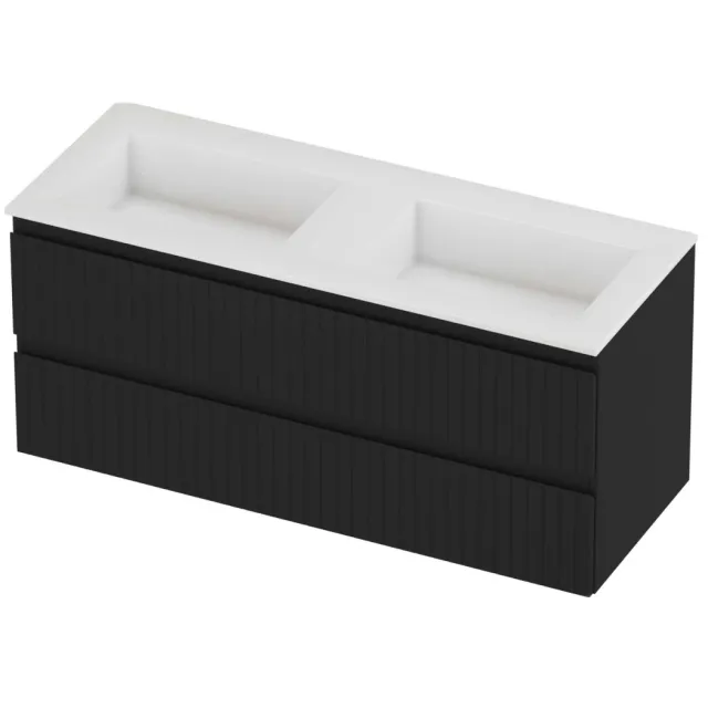 Proline Aristo Badmeubelset Polystone Elegant Dubbel 120x46x54 cm Glans Wit Mat Zwart