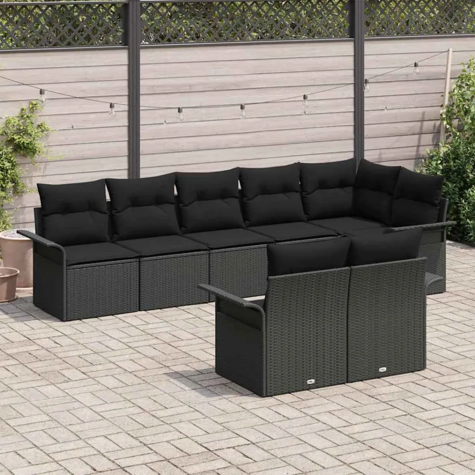 vidaXL Tuin Sofa Set 8 st Zwart poly rattan, foto 3