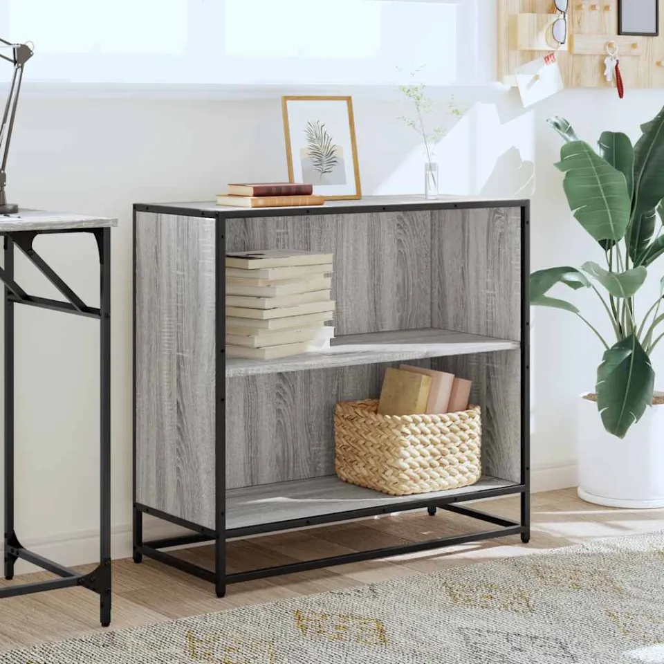 vidaXL Boekenkast 80,5x35x76 cm bewerkt hout grijs sonoma eikenkleurig, foto 2
