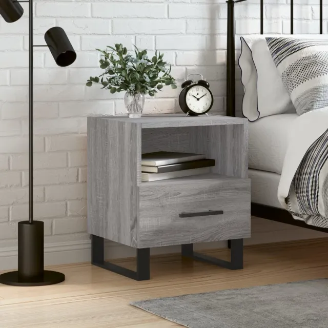 vidaXL Nachtkastje 40x35x47,5 cm bewerkt hout grijs sonoma eikenkleur, foto 2
