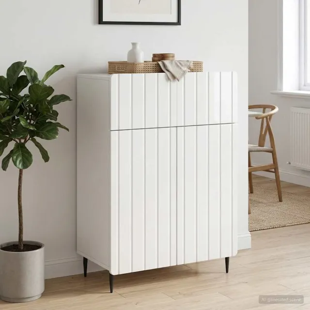 vidaXL Dressoir Hoogglans Wit 66 x 34,5 x 92 cm Bewerkt hout