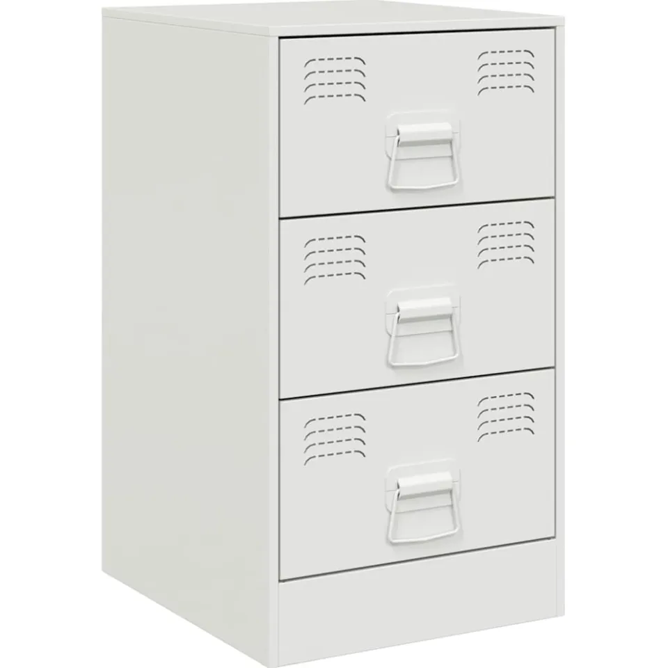 vidaXL Nachtkastjes 2 st 34,5x39x62 cm staal wit, foto 4