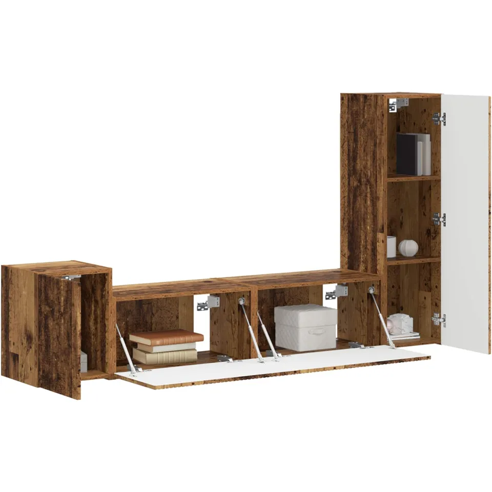 vidaXL Tv-meubelset 4 st 30 x 31 x 100 cm Oudhout Bruin