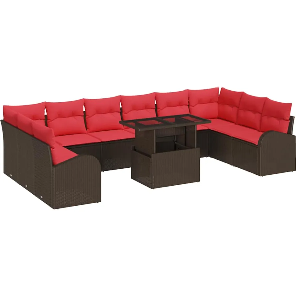 vidaXL Tuin Sofa Set 11 st Bruin Poly riet