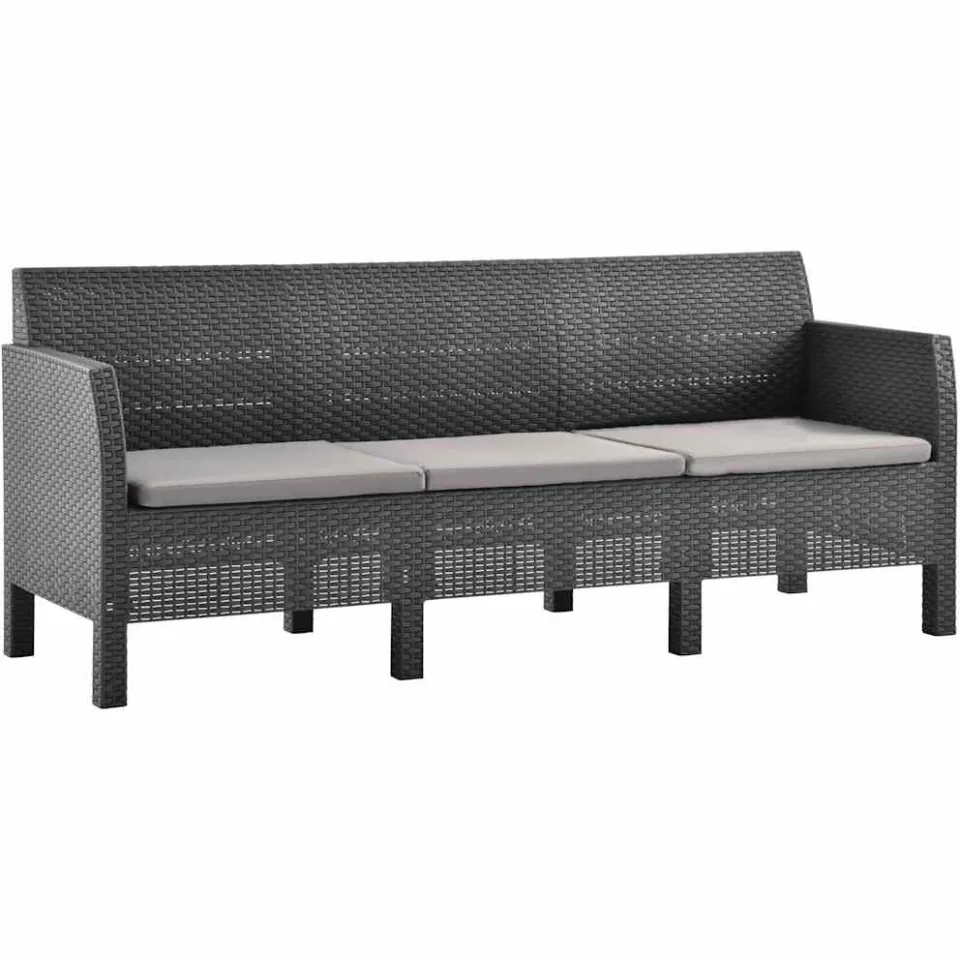vidaXL 2-delige Loungeset met kussens PP rattan antracietkleurig, foto 4