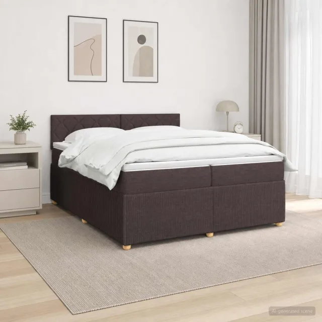 vidaXL Boxspringbed met matras Donkerbruin 200 x 200 cm Stof