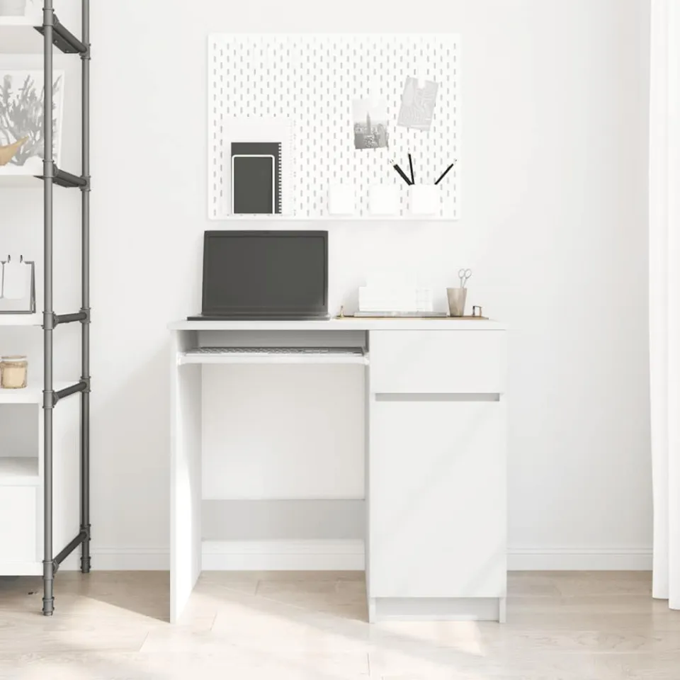 vidaXL Bureau 86x49x76 cm spaanplaat wit, foto 3
