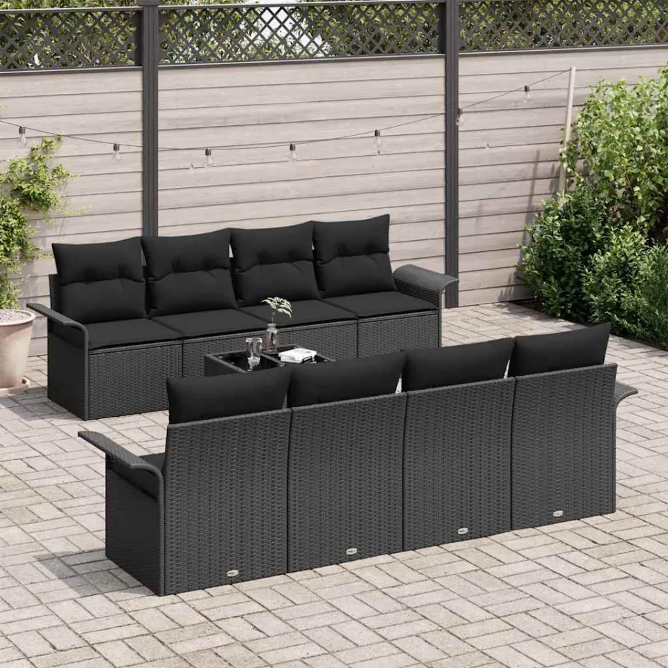 vidaXL Tuin Sofa Set 9 st Zwart poly rattan, foto 3