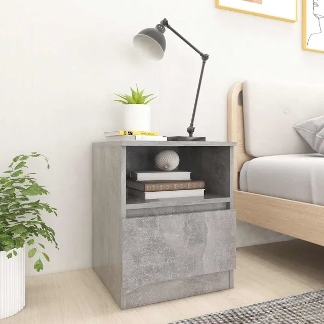 vidaXL Nachtkastjes 2 st 40x40x50 cm bewerkt hout betongrijs grijs, foto 2