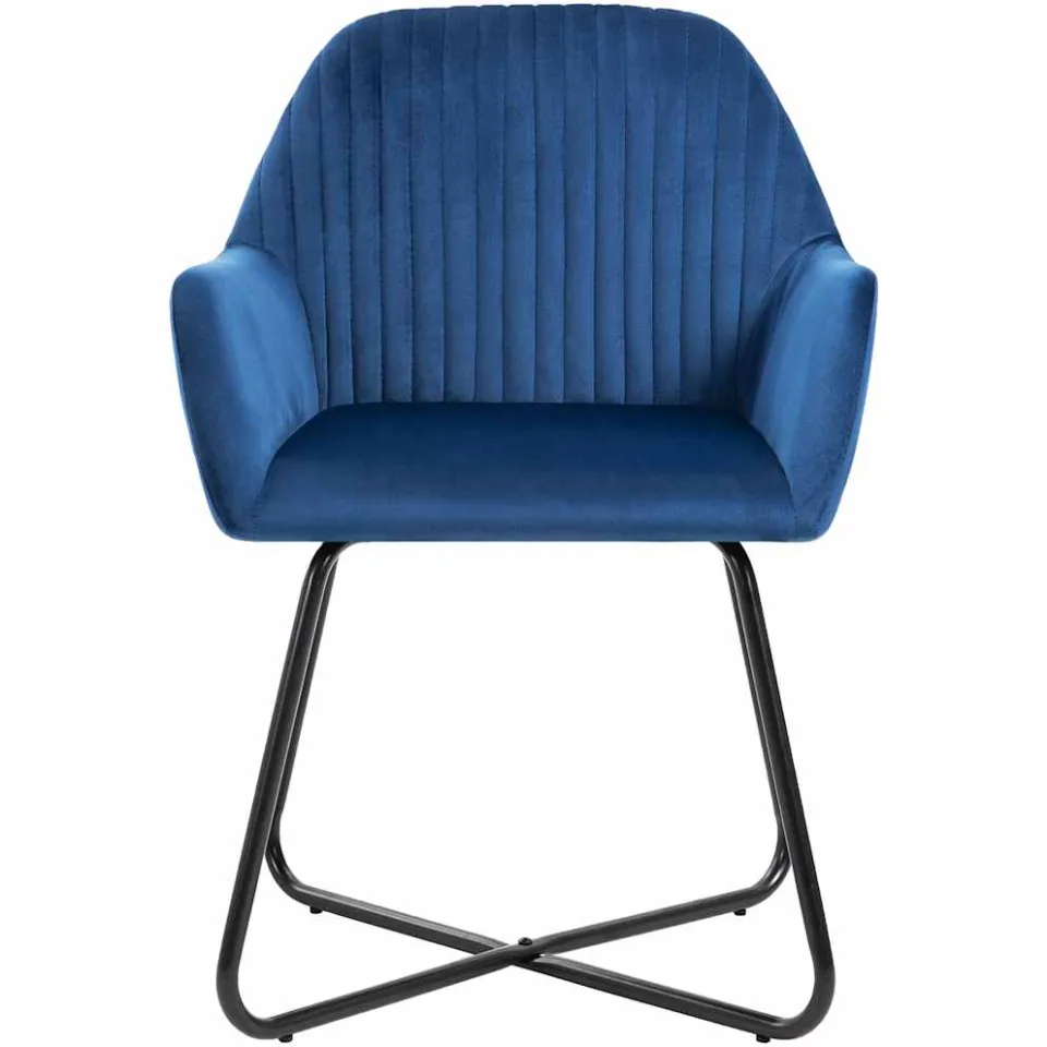 vidaXL Eetkamerstoelen 4 st fluweel blauw, foto 3