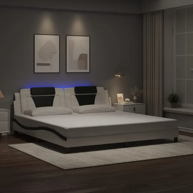 vidaXL Bedframe "Viana" met LED zonder matras wit en zwart 200x200 cm