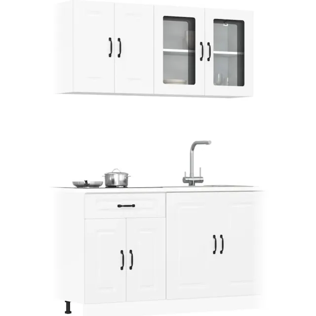 vidaXL 4-delige Keukenkastenset Kalmar bewerkt hout wit