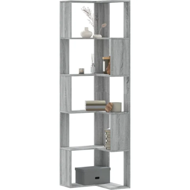 vidaXL Boekenkast 5-laags hoek 50x50x179 cm bewerkt hout grijs sonoma