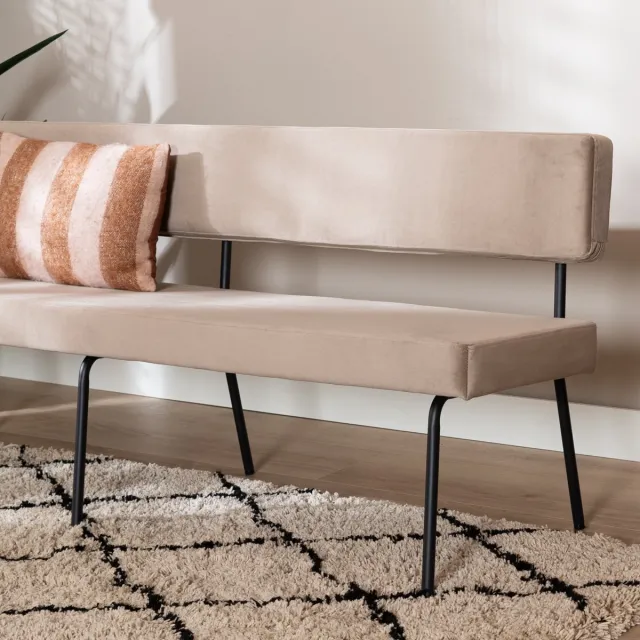 Bronx71 Velvet eetkamerbank Espen taupe 190 cm - eettafelbank - eetbank