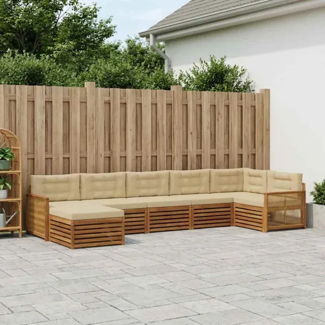 vidaXL Buiten bankenset 7 st 7-zits Natuurlijk en Beige