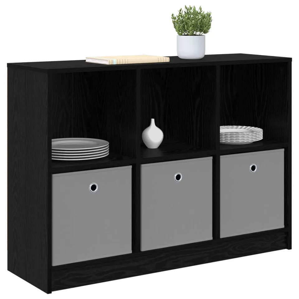 vidaXL Dressoir Zwart Eiken 102 x 32 x 73,5 cm