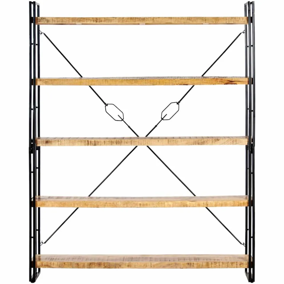vidaXL Boekenkast met 5 schappen 140x30x180 cm massief mangohout bruin, foto 2
