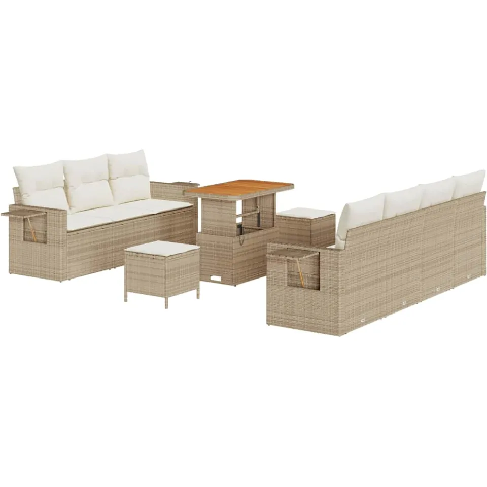 vidaXL Tuin Sofa Set 10 st Beige poly rattan