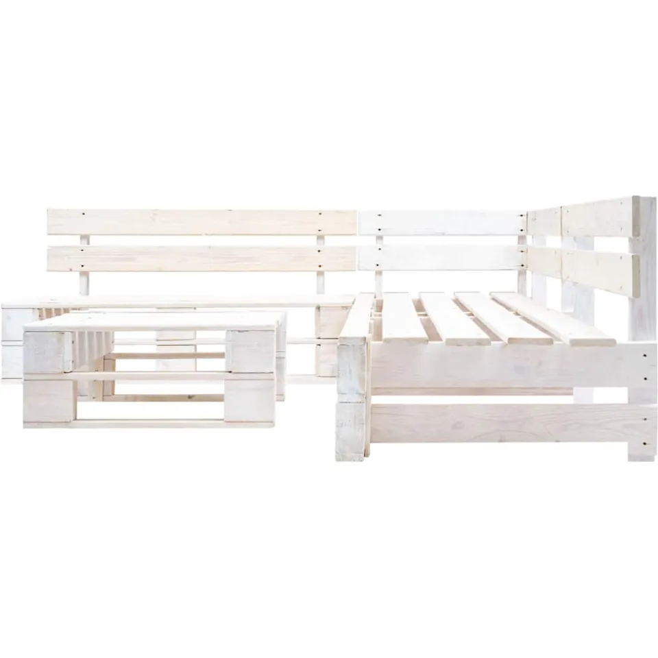 vidaXL 4-delige Loungeset pallet hout wit, foto 2