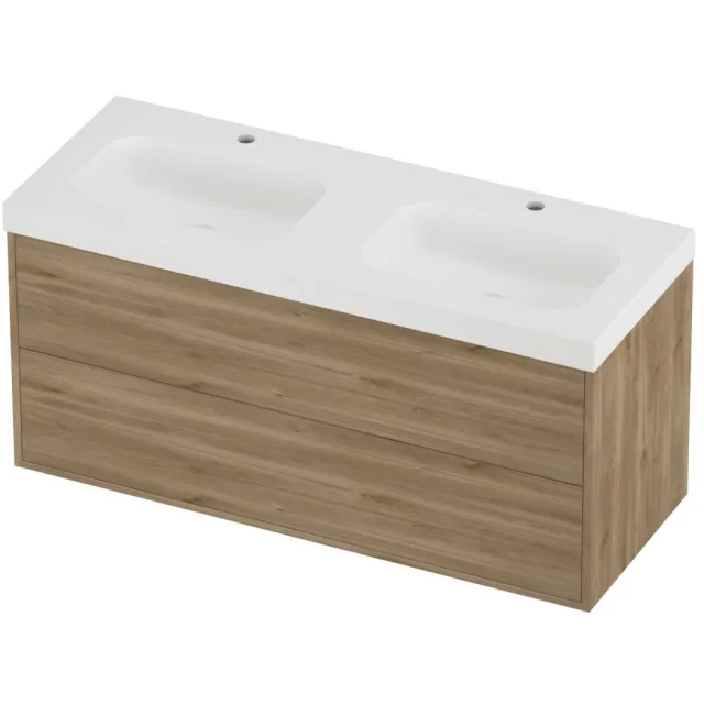 Proline Haga Badmeubelset Polystone Mezza 120x46x58 cm Mat White Cider Oak Eiken