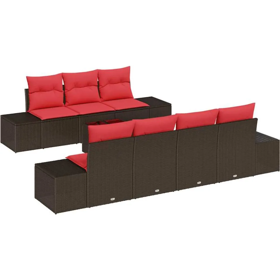 vidaXL Tuin Sofa Set 8 st Bruin poly rattan, foto 4