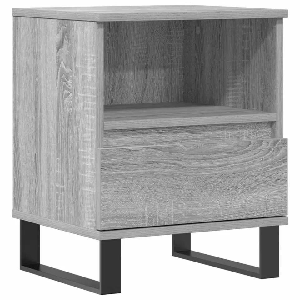 vidaXL Nachtkastje 40x35x50 cm bewerkt hout grijs sonoma eikenkleurig, foto 3