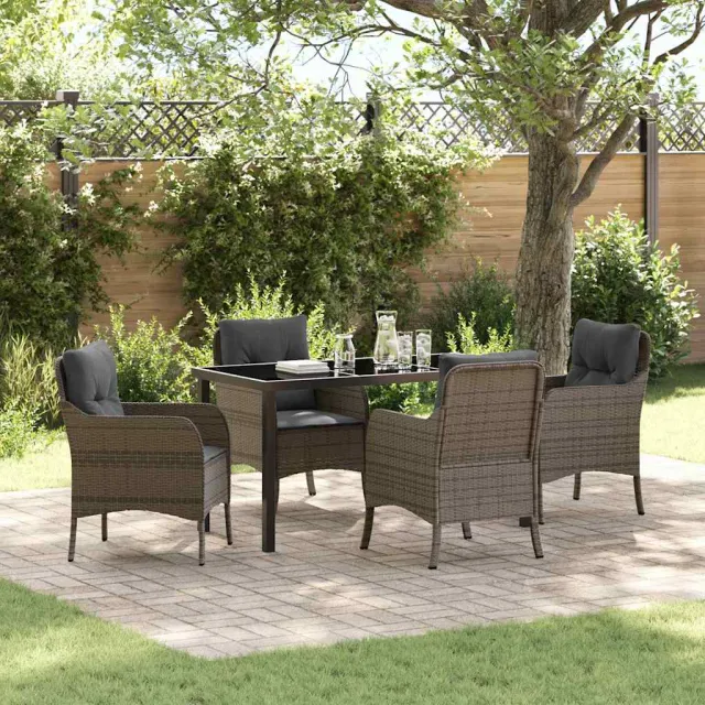 vidaXL Tuin eettafelset 5 st Grijs poly rattan, foto 2