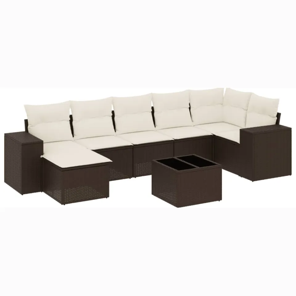 vidaXL 8-delige Loungeset met kussens poly rattan bruin, foto 3