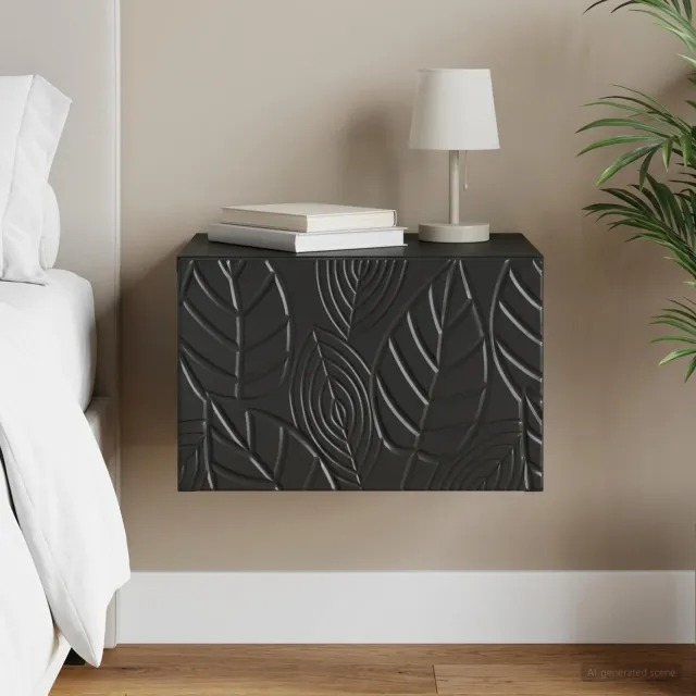 vidaXL Wandmontage Zijtafel Zwart 34,5 x 33 x 20 cm Bewerkt hout