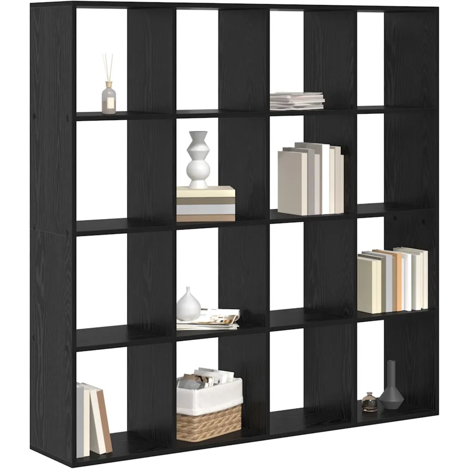 vidaXL Boekenkast 16-laags 137,5 x 29 x 137,5 cm Bewerkt hout Zwart