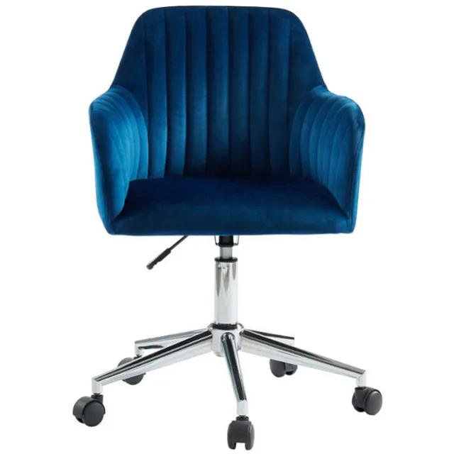 Vente-unique Bureaustoel ELEANA - Fluweel - Verstelbare hoogte - Blauw
