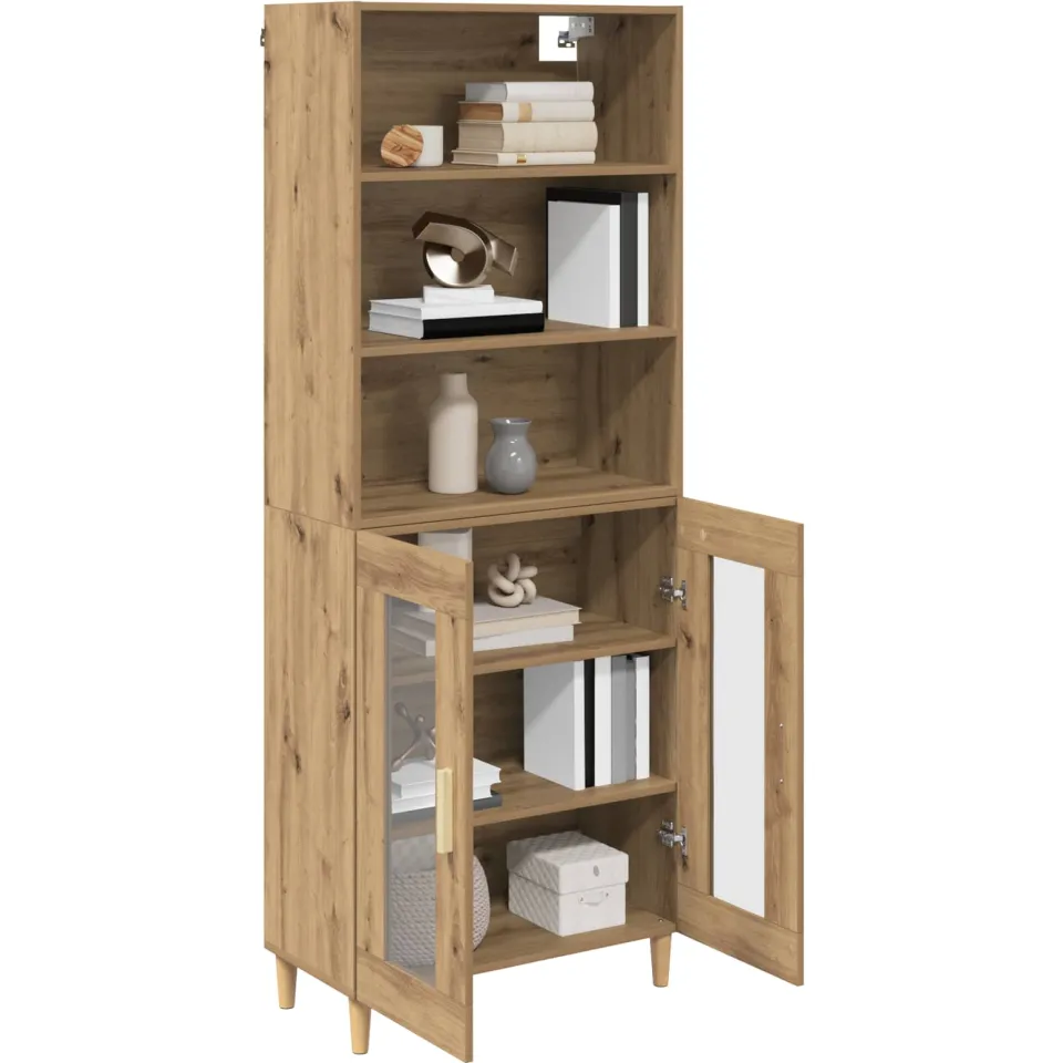 vidaXL Hoge kast Artisan Eiken 69,5 x 32,5 x 180 cm Bewerkt hout Bruin