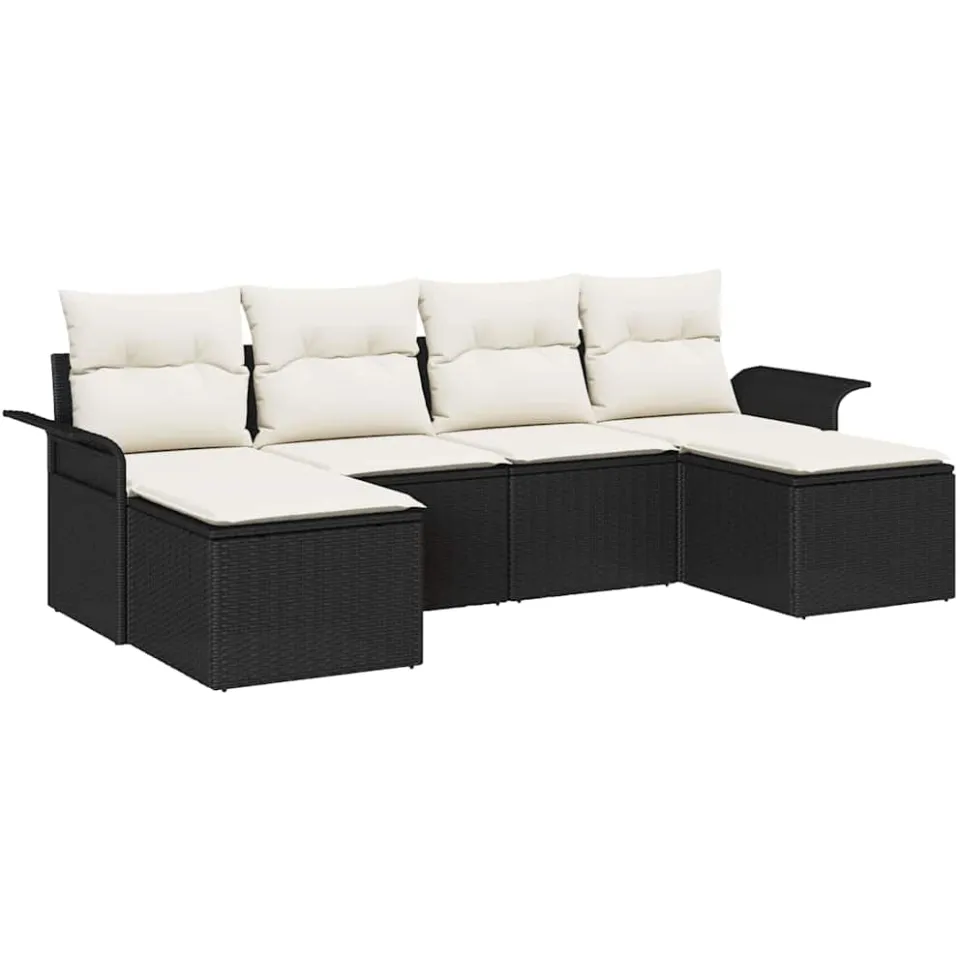 vidaXL Tuin Sofa Set 6 st Zwart poly rattan