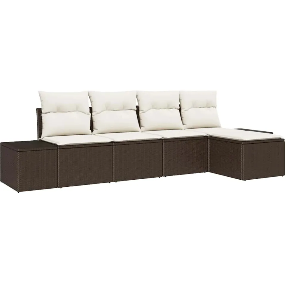 vidaXL Tuin Sofa Set 5 st Bruin en Crème poly rattan