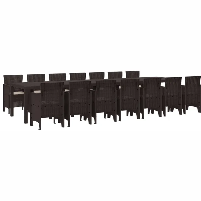 vidaXL Tuin Eettafelset met kussens 15 st Bruin PP
