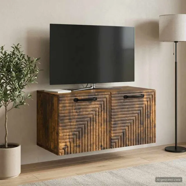vidaXL Wandbeugel TV-kast Gerookt eiken 59,5 x 31 x 30 cm Bewerkt hout, foto 2