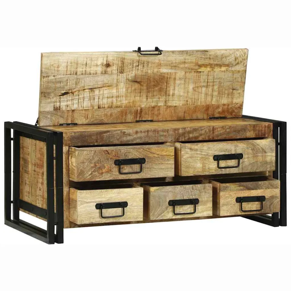 vidaXL Salontafel met lade Bruin 90 x 50 x 38 cm Massief Mango Hout, foto 3