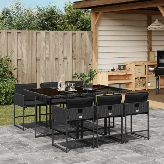 vidaXL 7-delige Tuinset met kussens poly rattan zwart, foto 2
