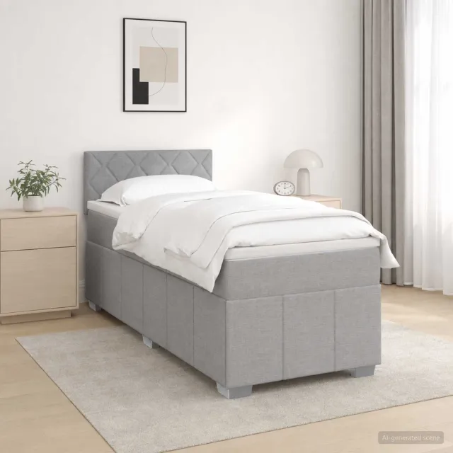 vidaXL Boxspringbed met matras Lichtgrijs 90 x 200 cm Stof