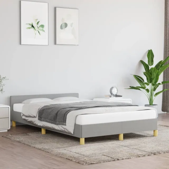 vidaXL Bedframe zonder matras 120x190 cm stof lichtgrijs grijs