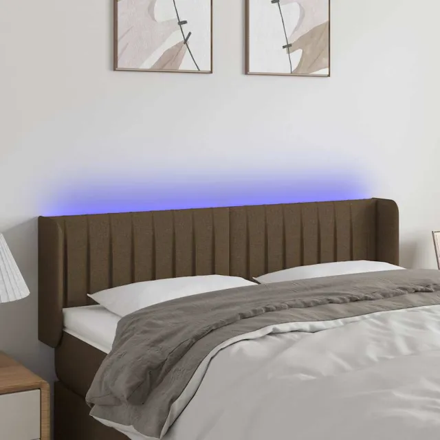 vidaXL Hoofdbord LED 147x16x78/88 cm stof donkerbruin bruin