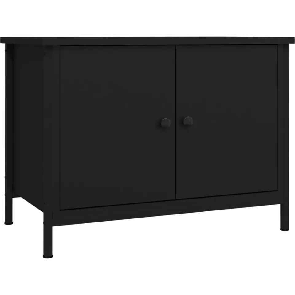 vidaXL Tv-meubel met deuren 60x35x45 cm bewerkt hout Zwart