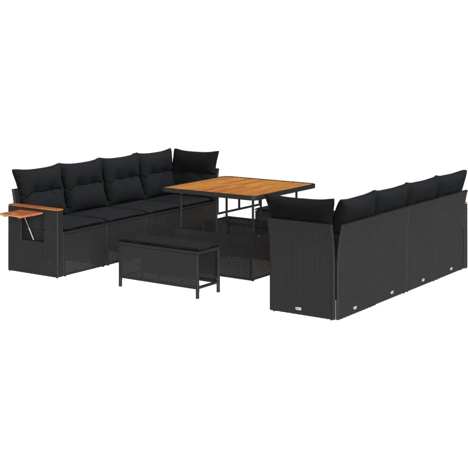 vidaXL Tuinbankenset 11 st Zwart poly rattan, foto 4