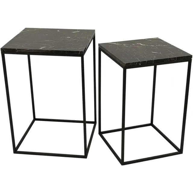 PTMD Bijzettafel Volos - Bruin - 41x41x61cm - Set van 2