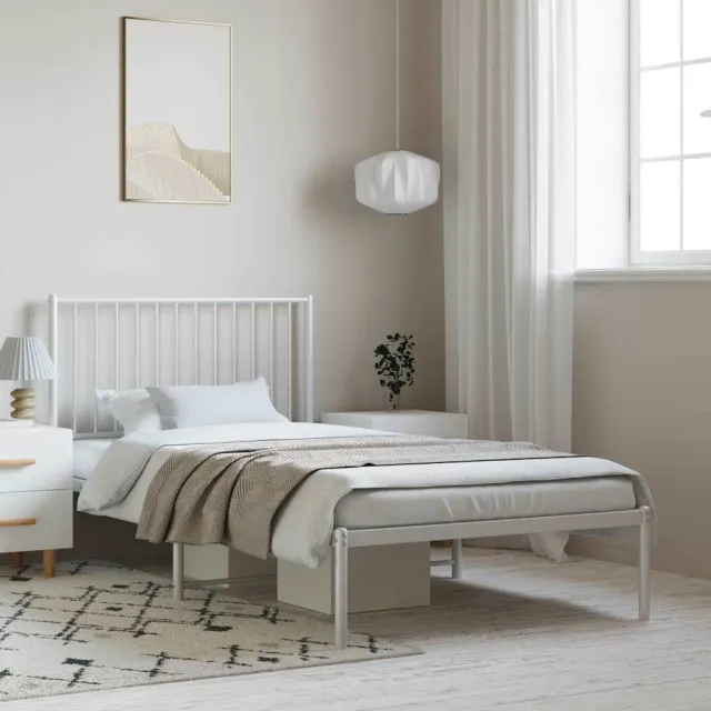 vidaXL Bedframe met hoofdbord metaal wit 100x190 cm