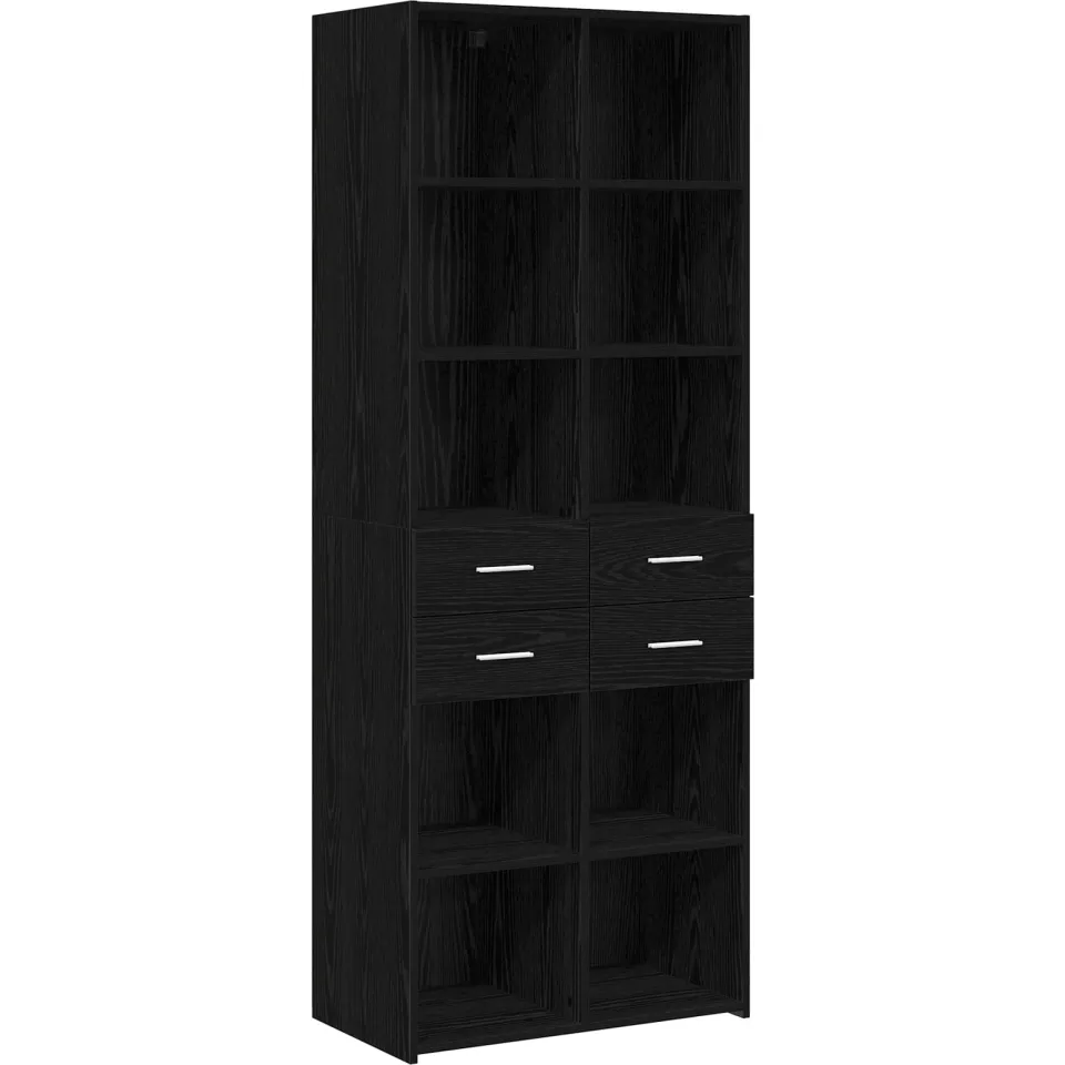 vidaXL Boekenkast Zwart eiken 30 x 42.4 x 185.2 cm Bewerkt hout, foto 3