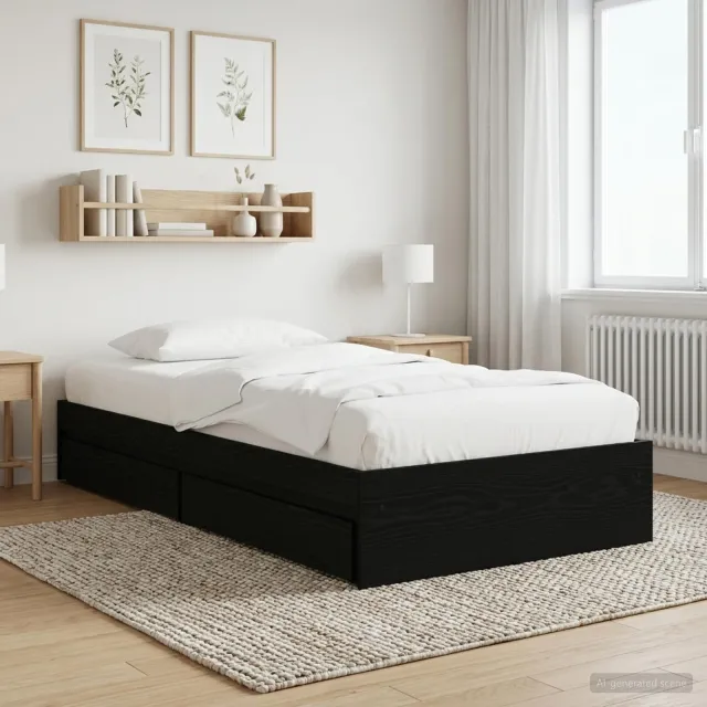 vidaXL Bedframe met opslag Zwart eiken 80 x 200 cm Bewerkt hout